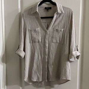 BCX Beige Button Down Shirt